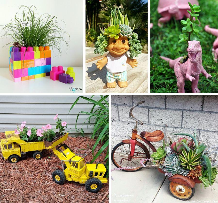 compo jeux et jouets - Décoration de jardin en objets de récup’ : des idées originales à découvrir