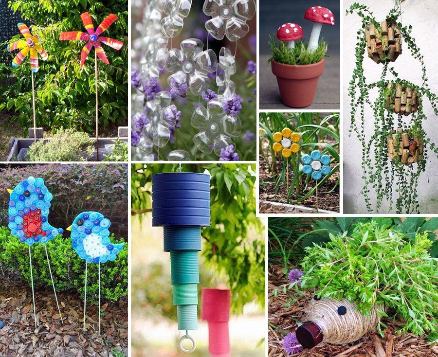 compo plastique et m%C3%A9tal jardin - Décoration de jardin en objets de récup’ : des idées originales à découvrir