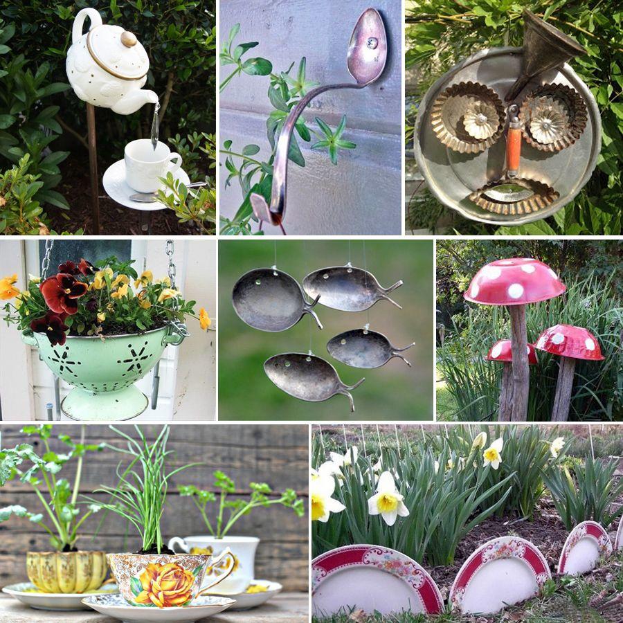 compo vaisselle jardin - Décoration de jardin en objets de récup’ : des idées originales à découvrir